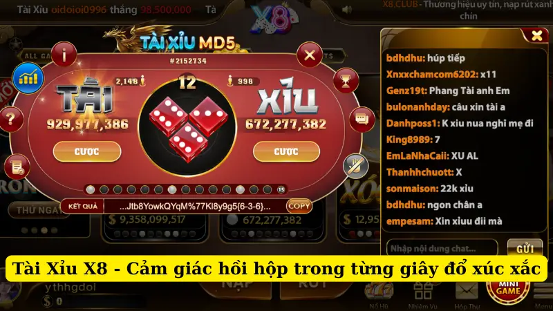Tài Xỉu X8 - Cảm giác hồi hộp trong từng giây đổ xúc xắc